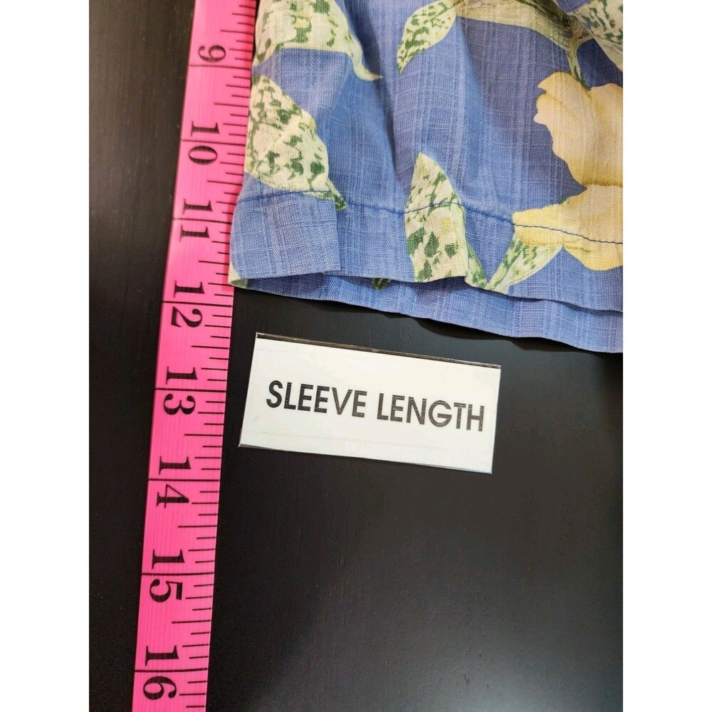 Bermuda Bay Men XL Blue Green Leaf Shirt Button Silk Tropical Vaca Hawaiin Aloha - Picture 14 of 14